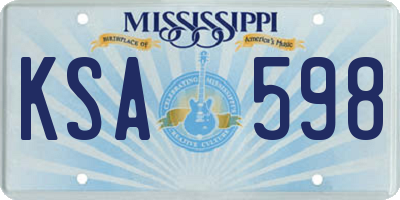 MS license plate KSA598