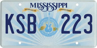 MS license plate KSB223
