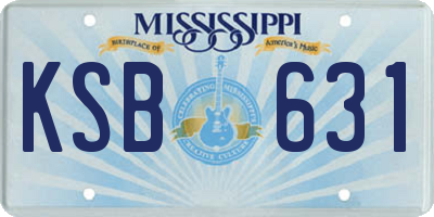 MS license plate KSB631