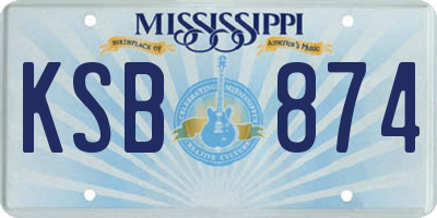 MS license plate KSB874