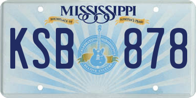 MS license plate KSB878