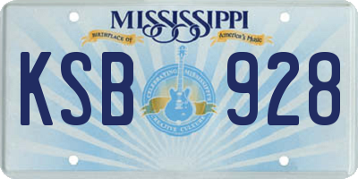 MS license plate KSB928