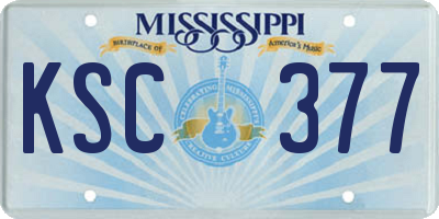 MS license plate KSC377