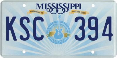 MS license plate KSC394
