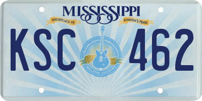 MS license plate KSC462