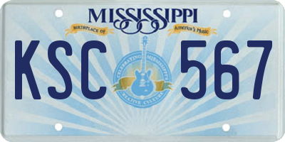 MS license plate KSC567