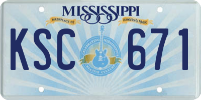 MS license plate KSC671