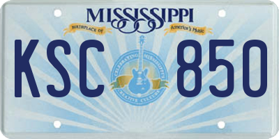 MS license plate KSC850