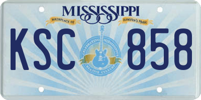 MS license plate KSC858