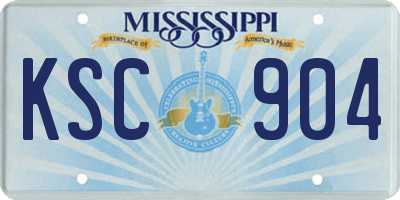 MS license plate KSC904