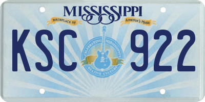 MS license plate KSC922