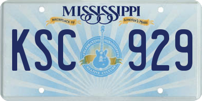 MS license plate KSC929