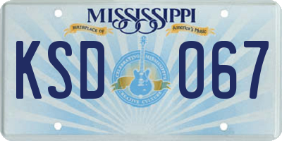 MS license plate KSD067
