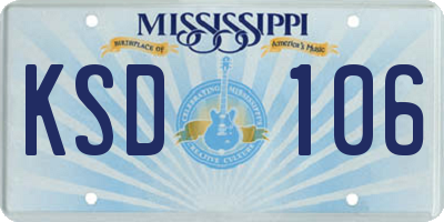 MS license plate KSD106