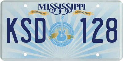MS license plate KSD128