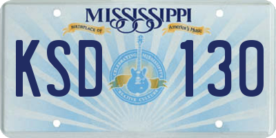 MS license plate KSD130
