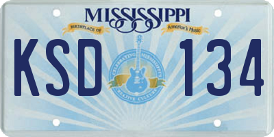 MS license plate KSD134