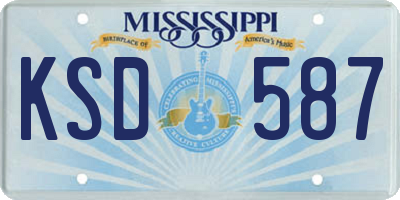 MS license plate KSD587