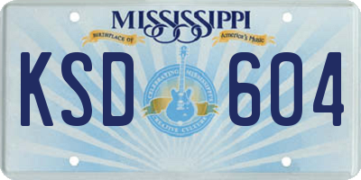 MS license plate KSD604
