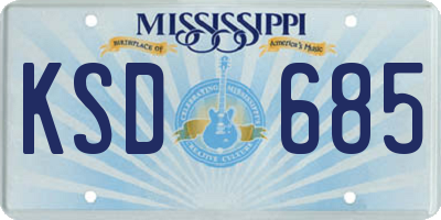 MS license plate KSD685