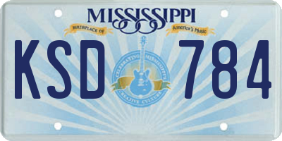 MS license plate KSD784