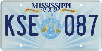 MS license plate KSE087