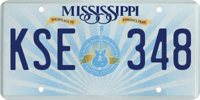 MS license plate KSE348