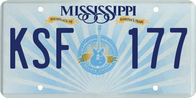 MS license plate KSF177