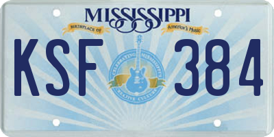 MS license plate KSF384