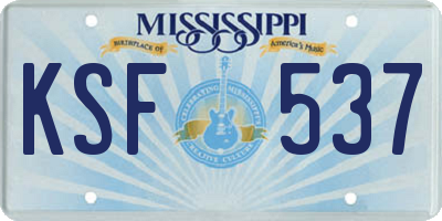 MS license plate KSF537