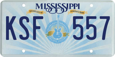 MS license plate KSF557