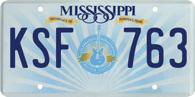 MS license plate KSF763