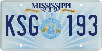 MS license plate KSG193