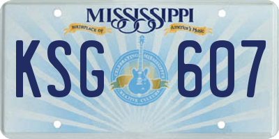 MS license plate KSG607