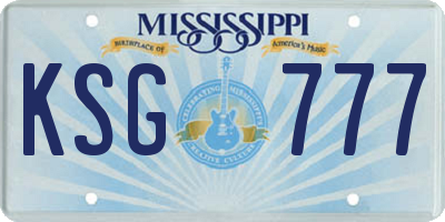 MS license plate KSG777