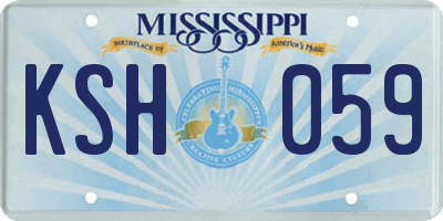 MS license plate KSH059