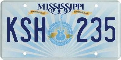 MS license plate KSH235