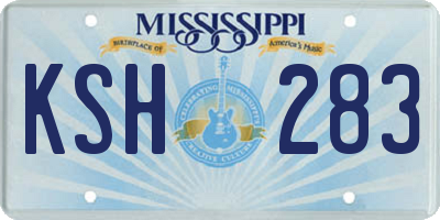 MS license plate KSH283