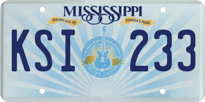 MS license plate KSI233