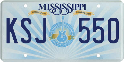 MS license plate KSJ550
