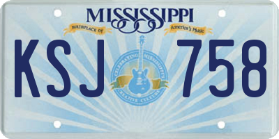MS license plate KSJ758