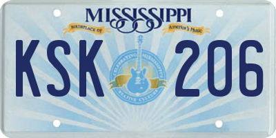 MS license plate KSK206