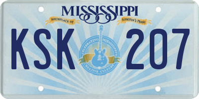 MS license plate KSK207