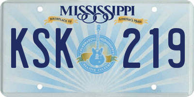MS license plate KSK219