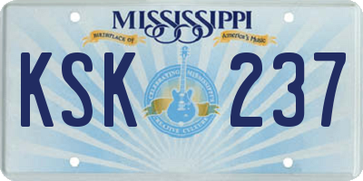 MS license plate KSK237