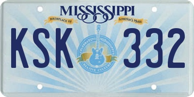 MS license plate KSK332