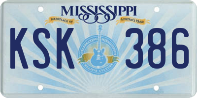 MS license plate KSK386