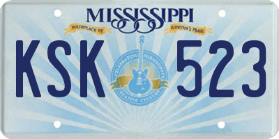 MS license plate KSK523