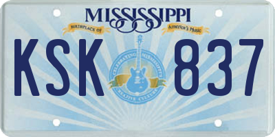 MS license plate KSK837