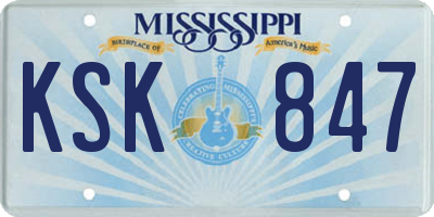 MS license plate KSK847